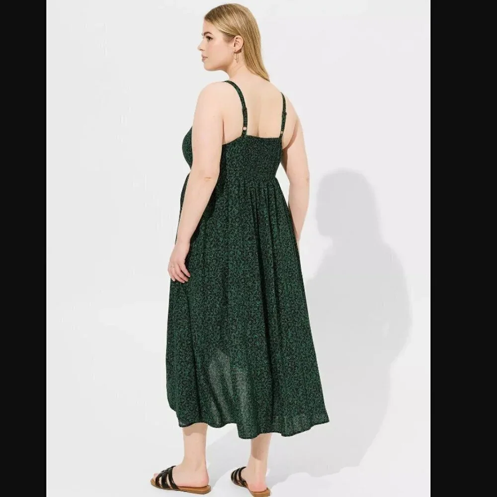 NWT Torrid Tea Length Challis Square Neck Dress Leopard Convo Bosphorus Size 2X